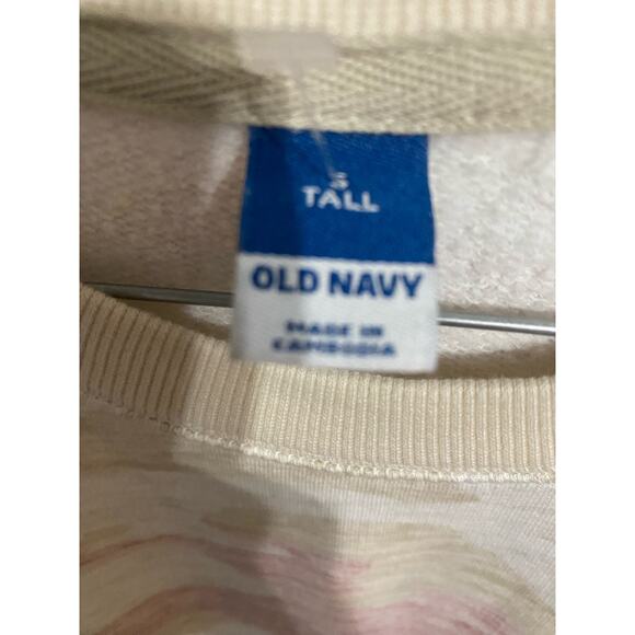 Old Navy Camo Oversize Sweatshirt Tunic Beige Pink Size S Tall - Picture 8 of 11
